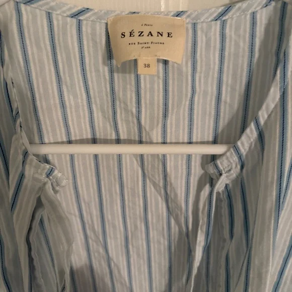 Sezane Blue and White Striped Blouse - Picture 3 of 8